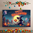 thumbnail image 3 of Orange Theme Halloween Banner Witch Hat Skull Decoration Fabric Material for Halloween Party Outdoor Decoration Indoor Decoration, 3 of 9