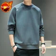 thumbnail image 3 of Sudadera para hombre, sin capucha, jersey liso, ropa masculina, azul, cuello redondo, alta calidad, invierno, divertida, oferta de bienvenida S, 3 of 5