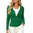 thumbnail image 5 of Ghalytn Women's Ribbed Knit Zip Up Hooded Crop Jacket Long Sleeve Slim Fit Casual Cardigan, 5 of 7