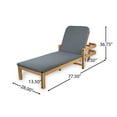 thumbnail image 3 of Christopher Knight Home Patio Wood Chaise Lounge Chair with Adjustable Backrest and Cushion, Dark Grey, Set of 2, 3 of 10