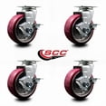 thumbnail image 2 of 5 Inch Poly on Aluminum Swivel Caster Set with Ball Bearings and Brakes SCC, 2 of 2