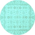 thumbnail image 1 of Ahgly Company Indoor Round Oriental Light Blue Traditional Area Rugs, 5' Round, 1 of 4
