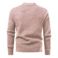 thumbnail image 4 of ZCFZJW Mens Sweater V Neck Pullover Sweaters Lightweight Casual Fall Spring Long Sleeve Cable Knit Textured Collared Sweater Tops Pink XL, 4 of 4