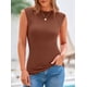 thumbnail image 5 of PRETTYGARDEN Top Ajustado de Mujer con Mangas Corta Acanalado Marrón XXL, 5 of 8
