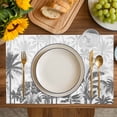 thumbnail image 2 of Palm Trees Black Grey Tropical Plants Summer Forest Burlap Kitchen Place Mats Waterproof Cloth Table Mats, Indoor Outdoor Placemats Easy Clean Dinner Decor, 2 of 8