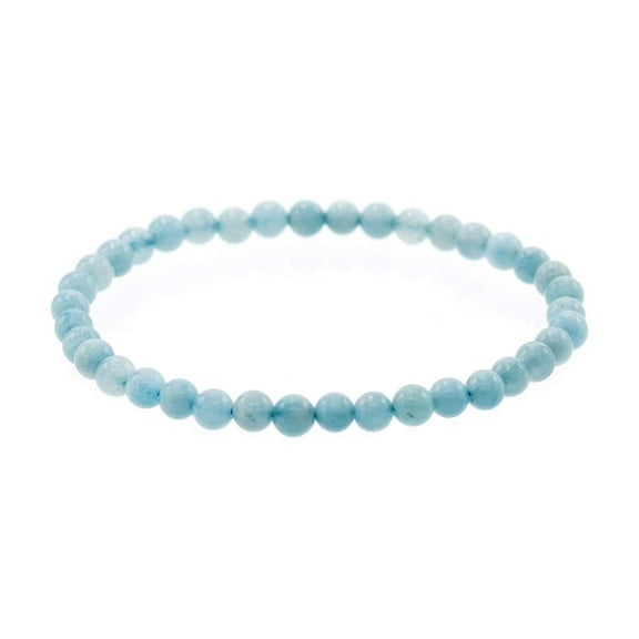 LTC Designs 3.5-4mm Genuine Aquamarine Stretch Bracelet, 6.5" for Women, and Men