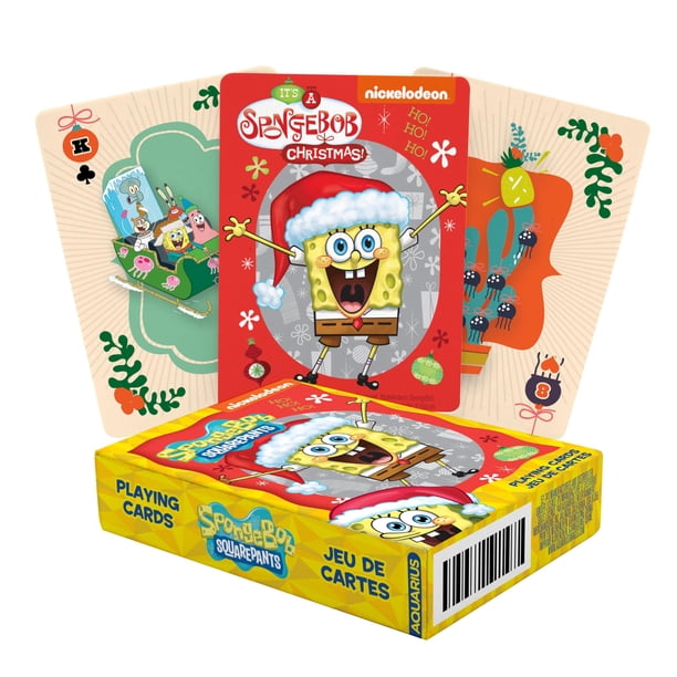 Juego de cartas AQUARIUS con temática navideña de Bob Esponja