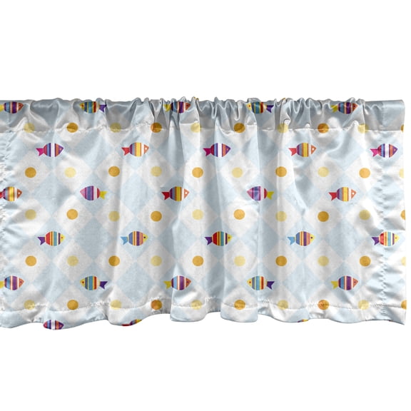 Ambesonne Cartoon Window Valance, Fish Cartoon with Spots, 54" X 18", Multicolor