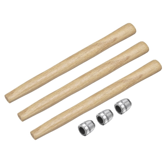 Uxcell 3pcs Wood Sledge Hammer Handle 10" Hammer Wooden Replacement Handles with Round Wedges for 0.2lb Round Octagonal Head Decking Framing Carpentry Construction DIY Sledge Axe Tools