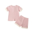 thumbnail image 2 of Mialoley Ensemble Costume 2 Pcs pour Enfants, Unisexe Col Rond Manches Courtes Pull + Short pour l'Été, 18 Mois-6 Ans, 2 of 9
