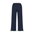 thumbnail image 5 of ClodeEU Womens Linen Capri Pants With Pockets,Ruffle Hem Pants,High Waisted Casual Lightweight Loose Trousers Navy,Womens Plus M, 5 of 6