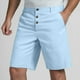 thumbnail image 2 of Pantalones cortos de lino con botones para hombre: cintura elástica, cordón, poliéster transpirable, pierna recta, tallas S-XXXL para primavera/verano, 2 of 5