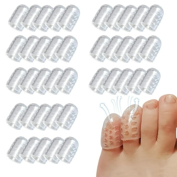 40 Pcs Gel Toe Caps – Soft Silicone Toe Protectors, Breathable & Reusable Toe Covers for Everyday Comfort