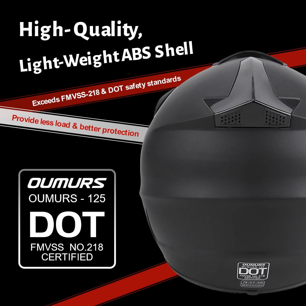 Oumurs DOT Motocross Motorcycle Helmet Open Face Off-road Dirt Bike ATV Helmet Unisex Adult Black M L XL XXL