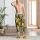 thumbnail image 2 of Balery Retro Warm Lemon Flower Pantalones de pijama para hombre, pijama ultraligero, pantalón de descanso-Large, 2 of 6