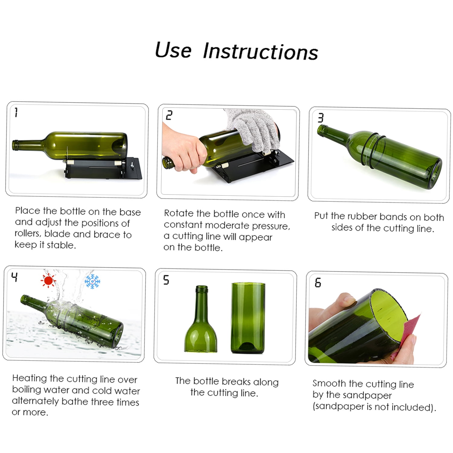 Elowen Cutter Cutter Glass Bottle Cutter Cutting Tool Upgrade Version Square and Round Wine Beer Glass Sculptures Cutter for DIY Glass Cutting Machine Metal Pad Bottle Holder With Cutting