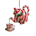 thumbnail image 1 of Colgante acrílico 2D de tetera y taza de té, diseño navideño de acebo, adorno colgante para chimenea, árbol, hogar, decoración festiva, regalo, 1 of 4