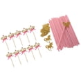 thumbnail image 1 of 25pcs Pajas de Beber de Papel Estilo Hawaiano+10pcs Topper de Pastel Forma de Accesorio de Fiesta de Cóctel de Cumpleaños Sunnimix Paja de papel de papel, 1 of 8