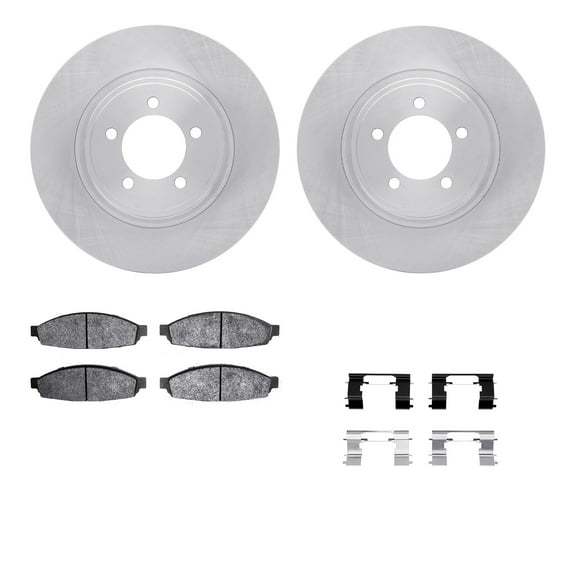 Dynamic Friction Company Front Brake Rotors with Heavy Duty Brake Pads includes Hardware 6212-55004