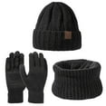 thumbnail image 2 of Outfmvch hat and gloves for women Winter Beanie Hat Scarf Gloves, Warm Fleece Knit Hat Long Scarf Neck Warmer Touch Screen Winter Gloves Set Gifts for Women hat and scarf set for women Black One Size, 2 of 5