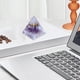 thumbnail image 4 of Natural Crystal Quartz Chip Decorative Resin Stand - Office Desk Tabletop Ornament Stylish Gift Idea With Crystal Tower, 4 of 6