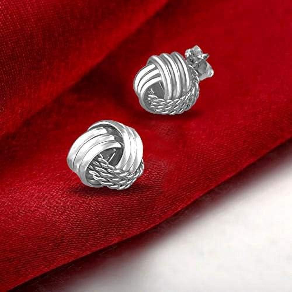 LeCalla 925 Sterling Silver Light-Weight Italian Design Love Knot Push Back Stud Earrings Jewelry Gifts for Women and Teen 10MM