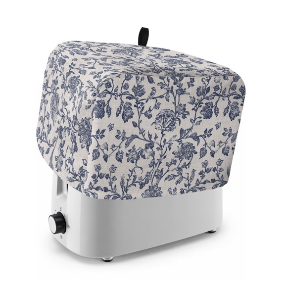 Toaster Cover 2 Slice, Blue Floral Leaf Dustproof Bakeware Oven Protector with Top Hook, Retro Farmhouse Plant Tree Branch Waterproof Small Kitchen Appliance Toasters Dust Cover, 12"x7.5"x8"
