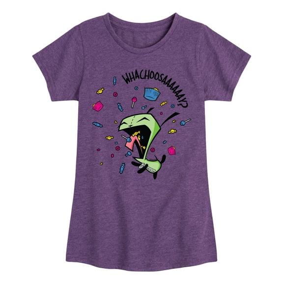 Invader ZIM - GIR Eating Candy - WHACHOOSAY - Toddler And Youth Girls Short Sleeve Graphic T-Shirt