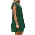 thumbnail image 4 of STARVNC Women Solid Color Crew Neck Ruffled Short Sleeve Dress, 4 of 4