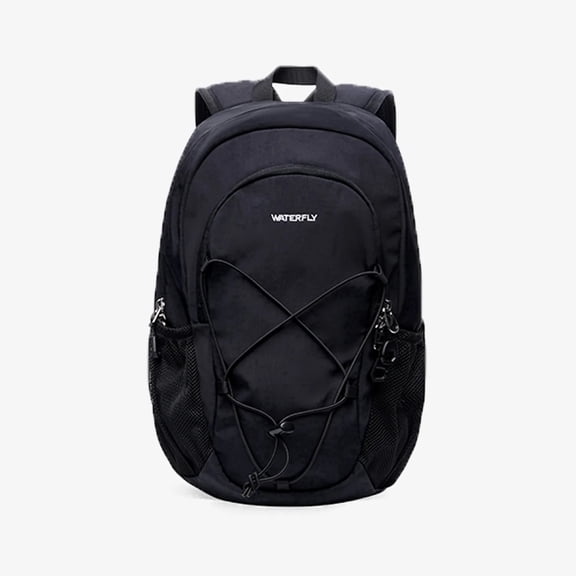WATERFLY Unisex 12L Small Drawstring Lightweight Travel Hiking Backpack Daypack,Black
