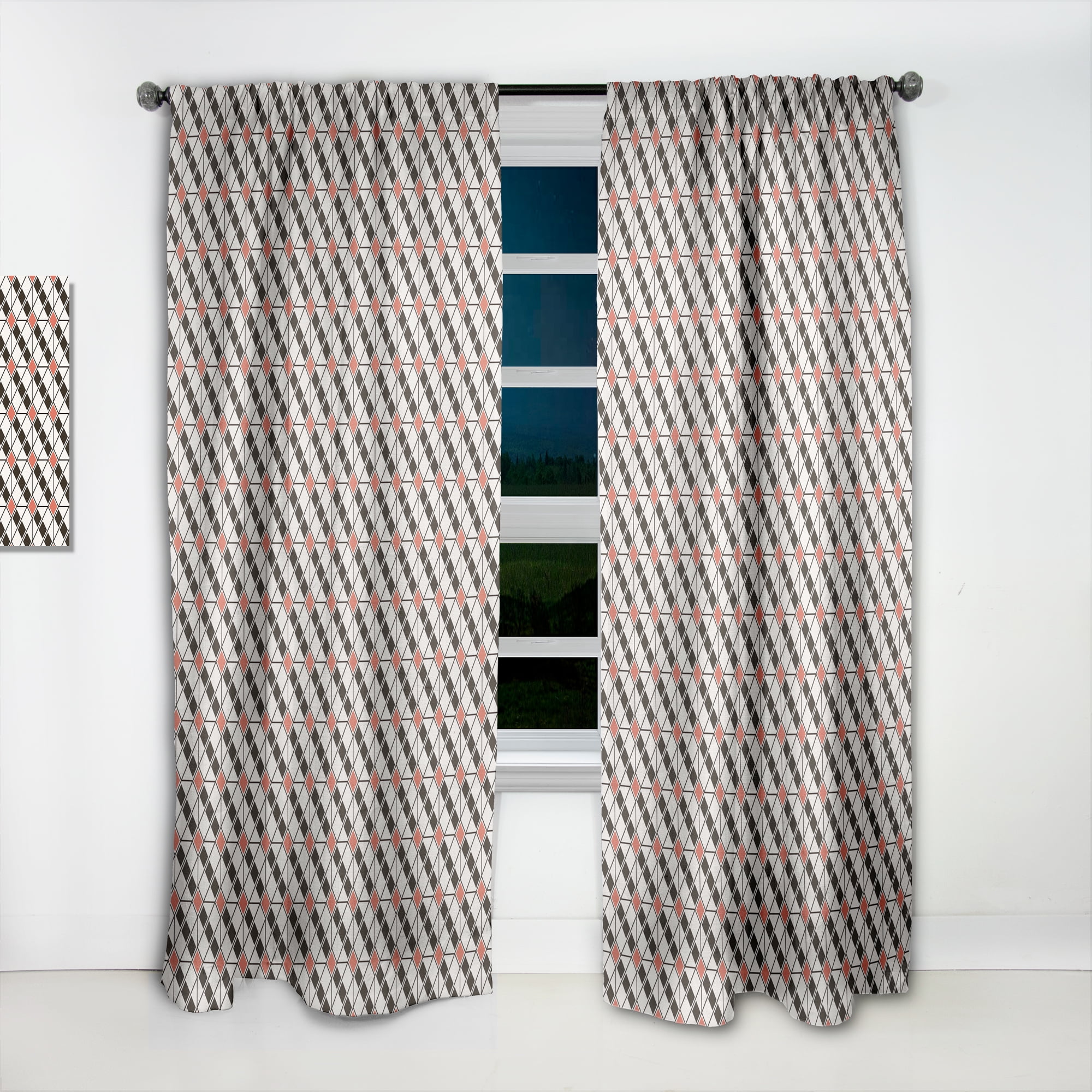 Designart 'Abstract Retro Pattern Design IV' Mid-Century Modern Curtain Panel