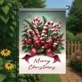thumbnail image 2 of Christmas Candy Cane Garden Flag 12x18 Inch Winter Red Bow and Berries Design Outdoor Holiday Yard Banner Double Sided Winter House Flag Festive Garden Decoration Seasonal Home Decor, 2 of 6