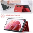 thumbnail image 6 of SaniMore Case for Samsung Galaxy S24 6.1" 2024, Retro PU Leather Case Soft TPU Inner Detachable Magnetic Folding Card Pocket Flip Kickstand Anti-drop Shockproof Protectiive Case For Galaxy S24, Red, 6 of 11