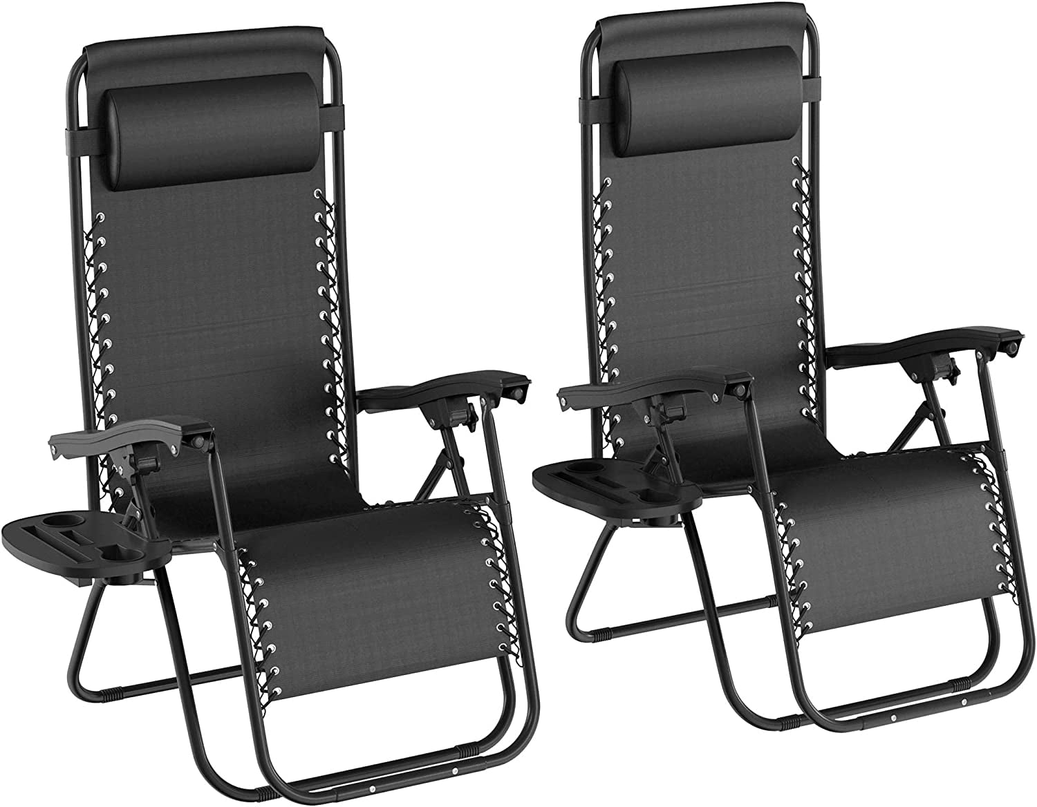 Zero Gravity Lounge Chairs Set of 2 Black Folding AntiGravity