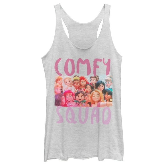 Women's Ralph Breaks the Internet Comfy Squad Selfie Racerback Tank Top White Heather 2X Large