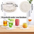 thumbnail image 3 of WSBArt 4 Pack Coasters for Drinks Absorbent, Macrame Handmade Cotton Coasters for Coffee Table, Boho Coaster Set with Tassels Heat-Resistant Farmhouse Drink Coaster for Home Decor, Beige, 3 of 8