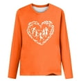 thumbnail image 5 of Blouse for Women Long Sleeved Printed Round Neck Loose Casual T-shirt,Tops for Women Orange XXXL, 5 of 6
