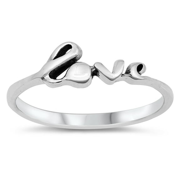 Love Script Promise Ring .925 Sterling Silver Band Jewelry Female Male Unisex Size 4