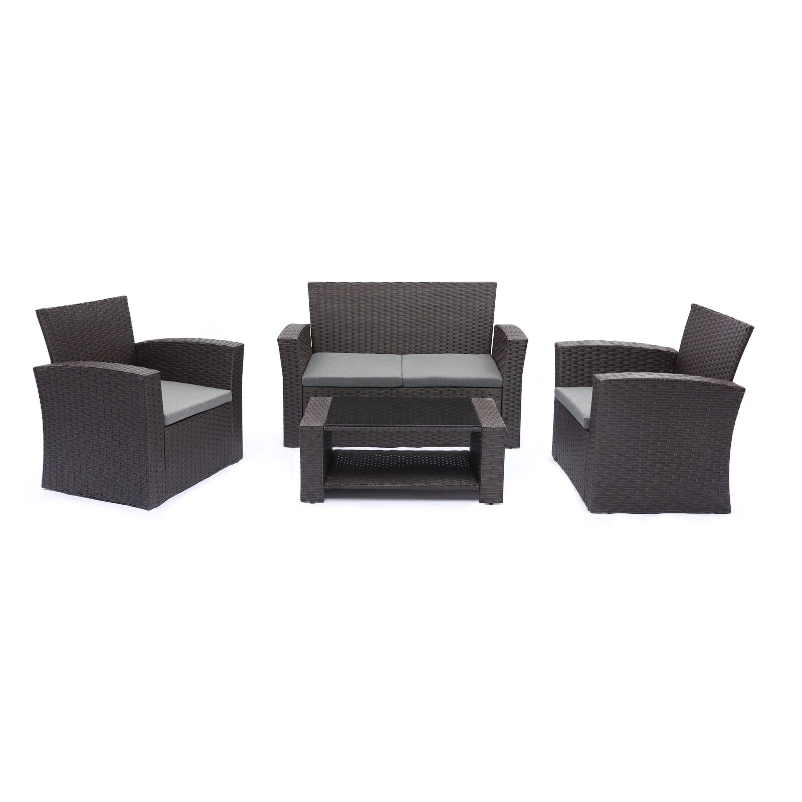 Ketillogh Wicker/Rattan 4 - Person Seating Group with Cushions, With Cushions, 2 Chair: Yes - image 4 of 5
