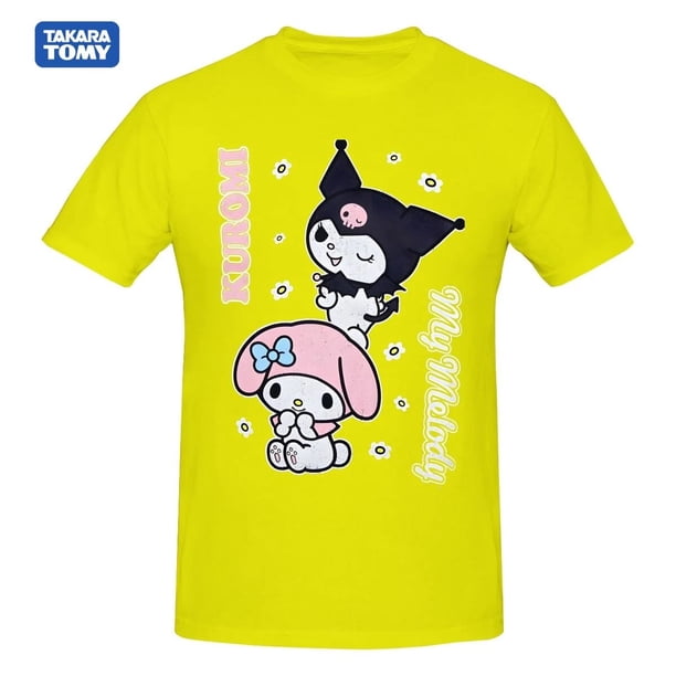 Camiseta de Sanrio Kuromi & My Melody, camiseta de manga corta Harajuku, camiseta gráfica 100% de algodón, camiseta de marcas