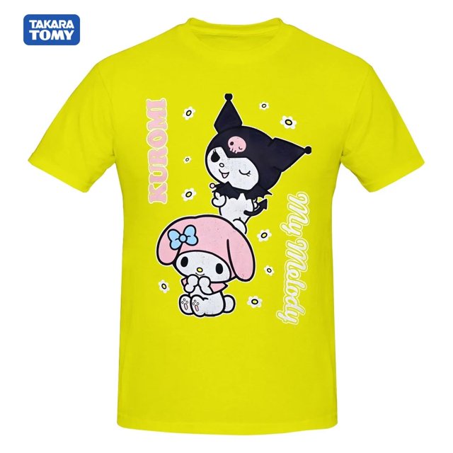 Camiseta de Sanrio Kuromi & My Melody, camiseta de manga corta Harajuku, camiseta gráfica 100% de algodón, camiseta de marcas