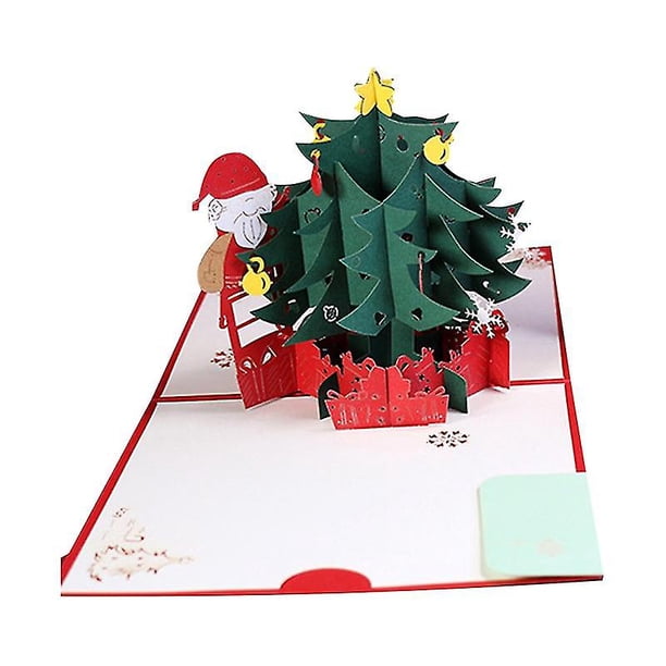 Tarjeta de felicitación de Navidad 3d, tarjeta de mensaje de bendición tridimensional plegable portátil para vacaciones de Navidad
