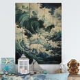 thumbnail image 2 of Designart "Blue White Ocean Oceanic Odyssey II" Nautical & Beach Print on Natural Pine Wood, 2 of 5