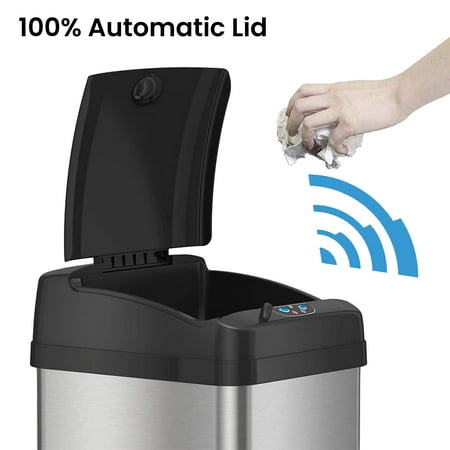 iTouchless - 13-Gal. Touchless Trash Can - Stainless Steel
