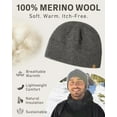 thumbnail image 2 of TOP-EX Men's 100% Merino Wool Winter Beanie Cold Weather Hat with Fleece Lining - Warm Knit Skull Stocking Cuffed Watch Cap for Women Fisherman Hats, Grey Medium Large, 2 of 6