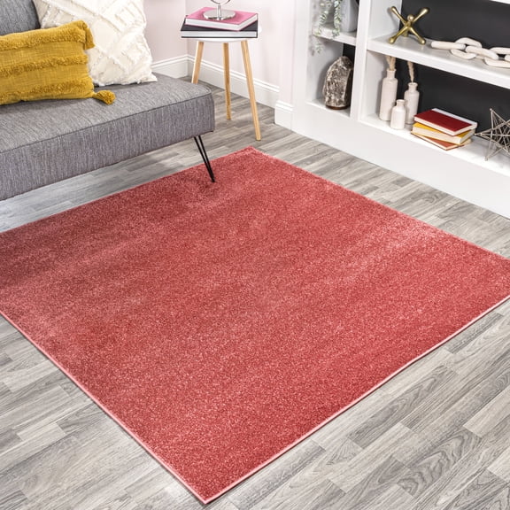 JONATHAN Y SUPERSOFT 5' Square Area Rug, Haze - Red, SEU100E-5SQ