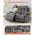 thumbnail image 6 of KFFKFF Dual Reclining Loveseat Sofa with Heating and Massage, Comfortable Velvet Electric Recliner with USB Ports, Cup Holders, and Side Pockets, Ideal for Living Room, Grey, 6 of 9