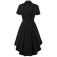 thumbnail image 4 of Womens Retro V-Neck Irregular Dress, 4 of 9