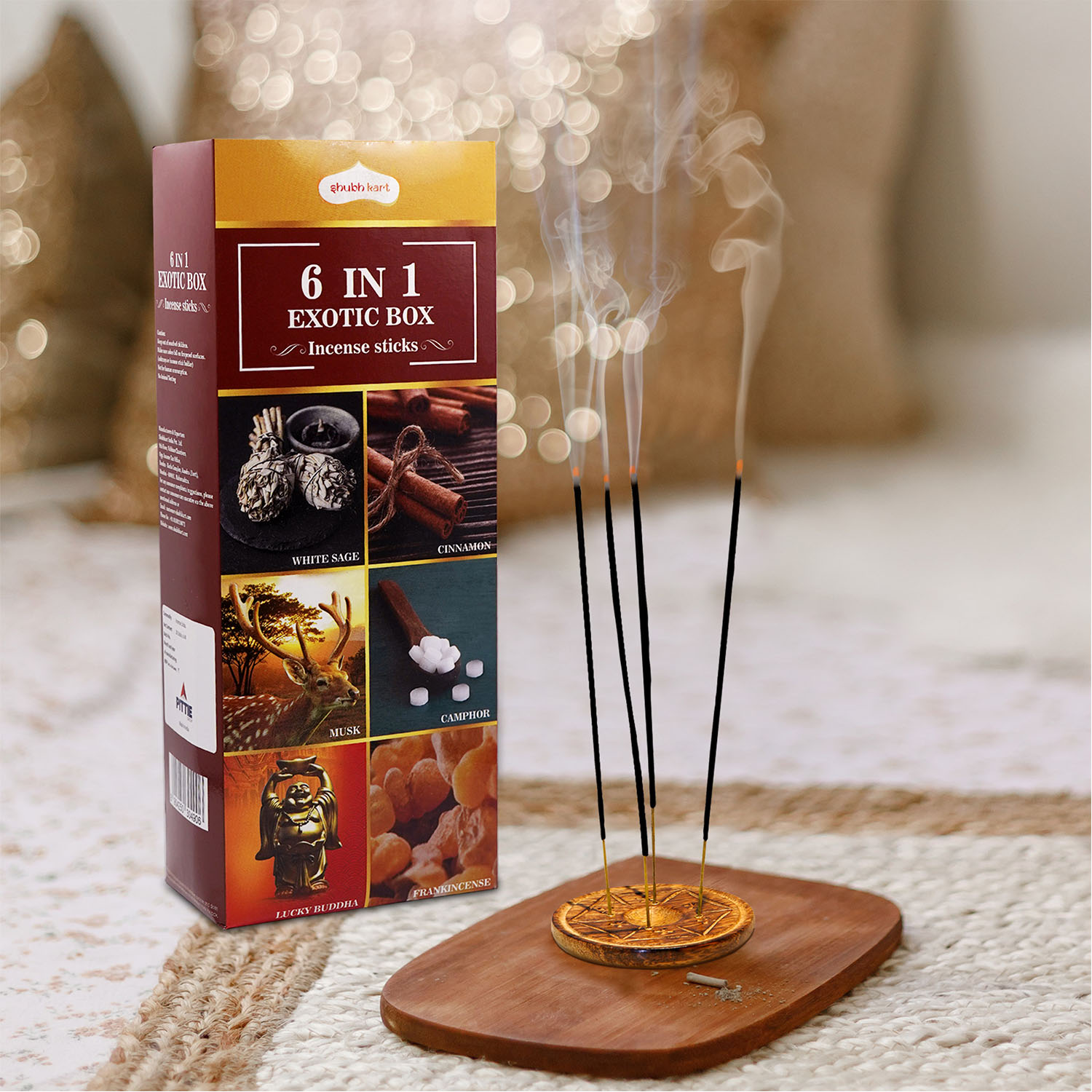 Shubhkart 6 in 1 Exotic Incense Sticks Pack Set, 120 Sticks (Assorted Fragrances) - image 5 of 7