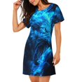 thumbnail image 2 of Balery Wolf Camisón de manga corta con cuello redondo para mujer, cómodo y elegante., 2 of 6